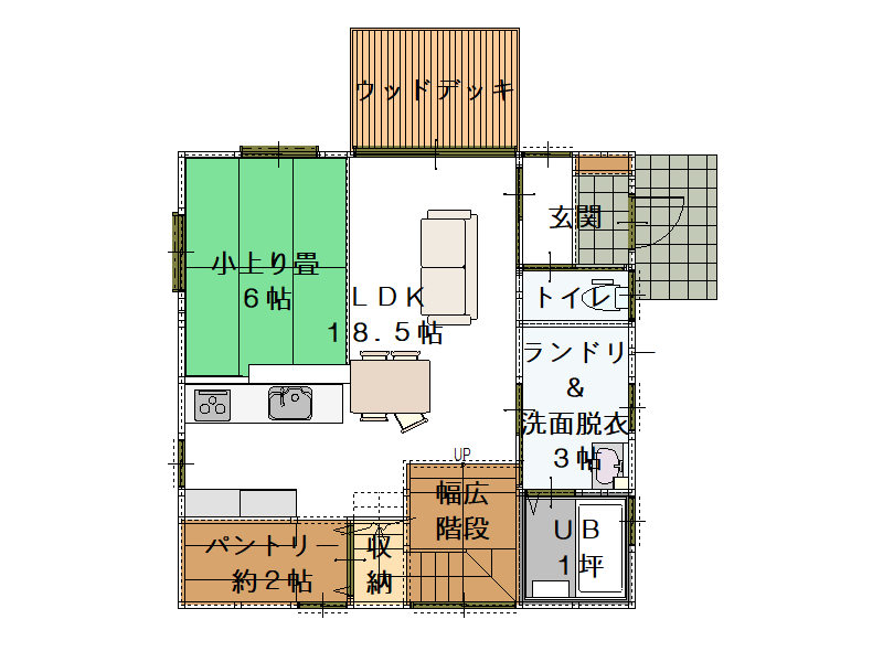 3LDK 32坪平面図1階