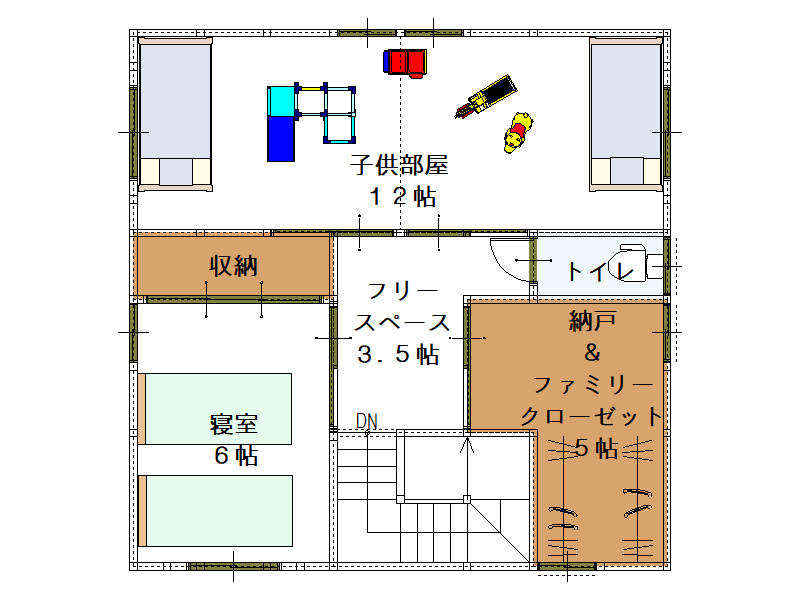 3LDK 32坪平面図2階